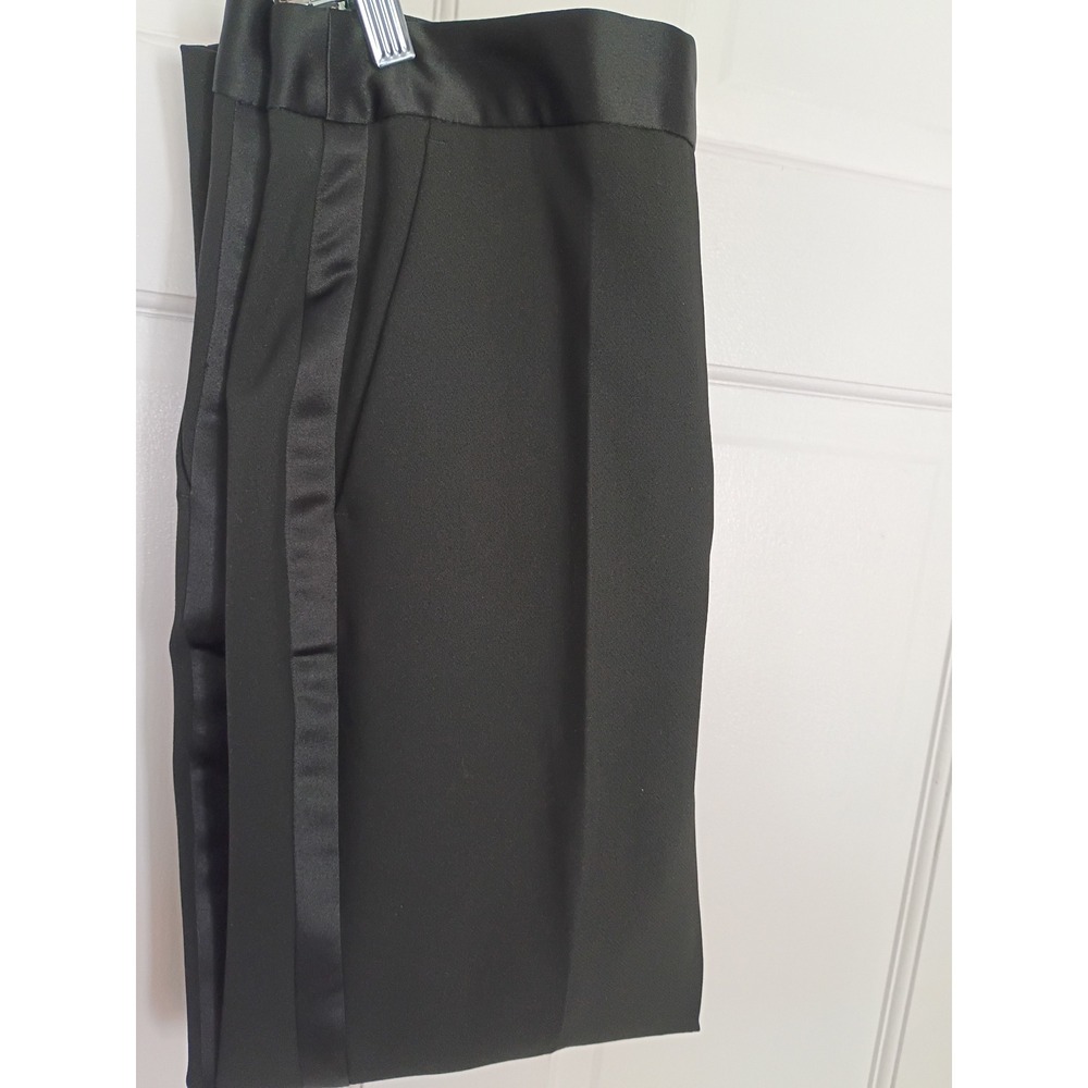 Zara Basic Black Tuxedo Trousers Satin Trim Side Stripe Tapered Pants Womens L - Picture 4 of 4